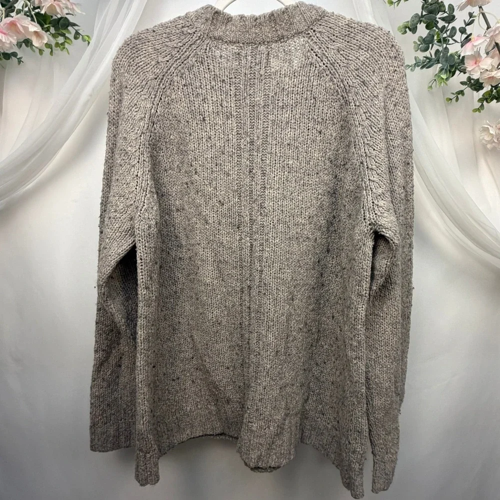 CXS2i Mens XL Gray Marl Wool Blend V-Neck Raglan Chunky Knit Sweater Pullover